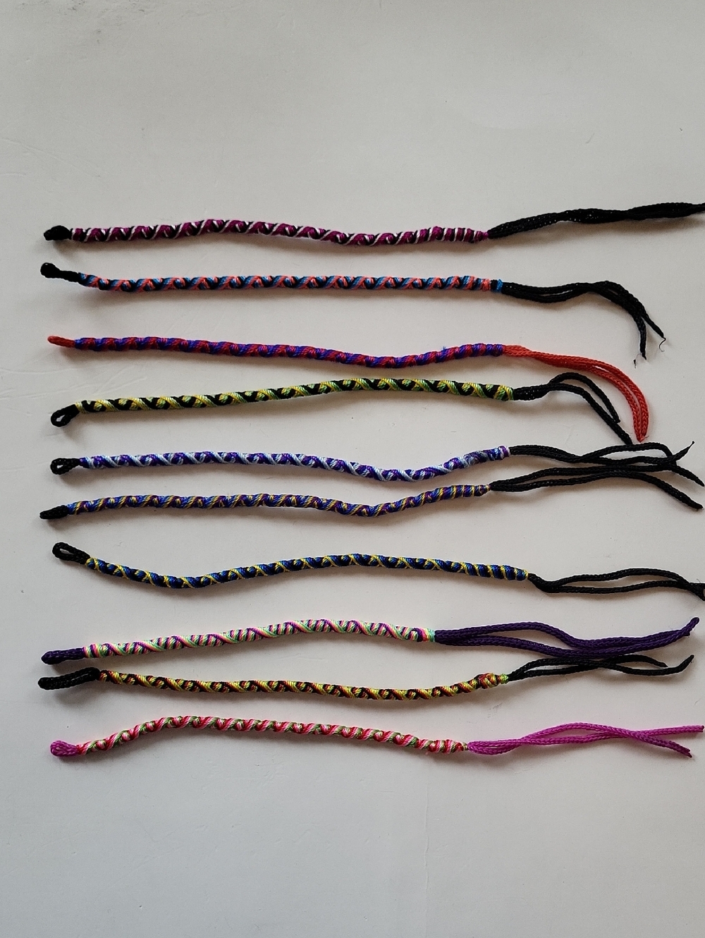 Handmade Multicolor Woven Friendship Bracelets - Set of 10